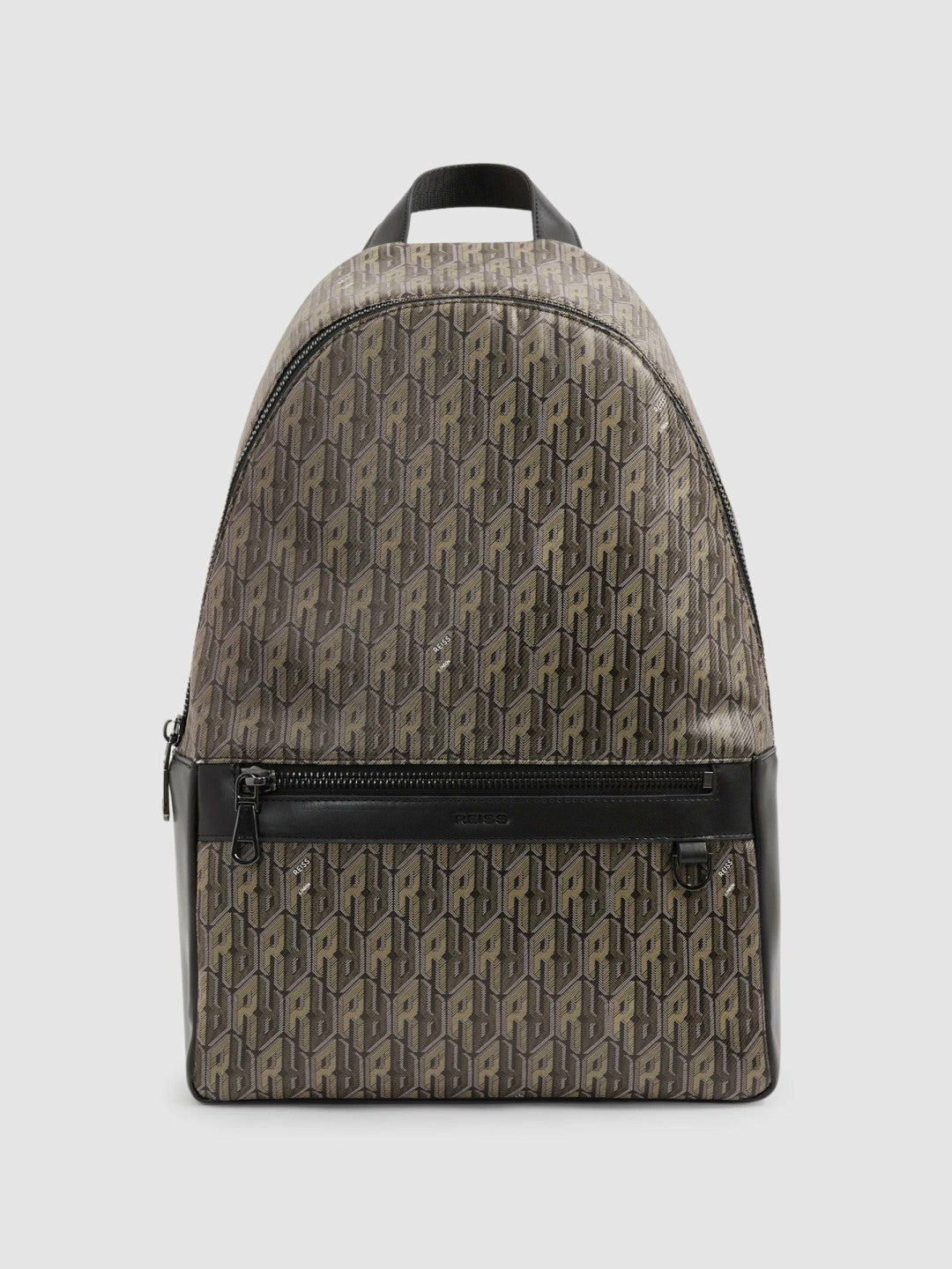 Reiss Monogram-Print Coated-Canvas Backpack in Grey Multi