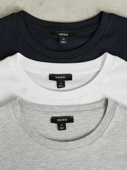 Reiss Cotton-Jersey Crew-Neck T-shirts 3 Pack in Multi