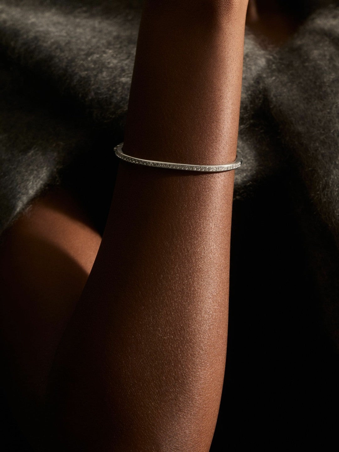 Reiss Hinged Crystal Cuff in Silver