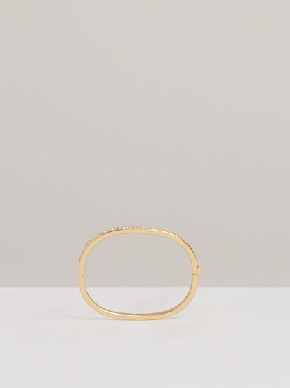 Reiss Hinged Crystal Cuff in Gold