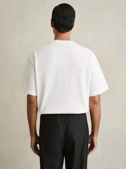 Reiss Cotton Garment-Dyed Oversized T-Shirt in White