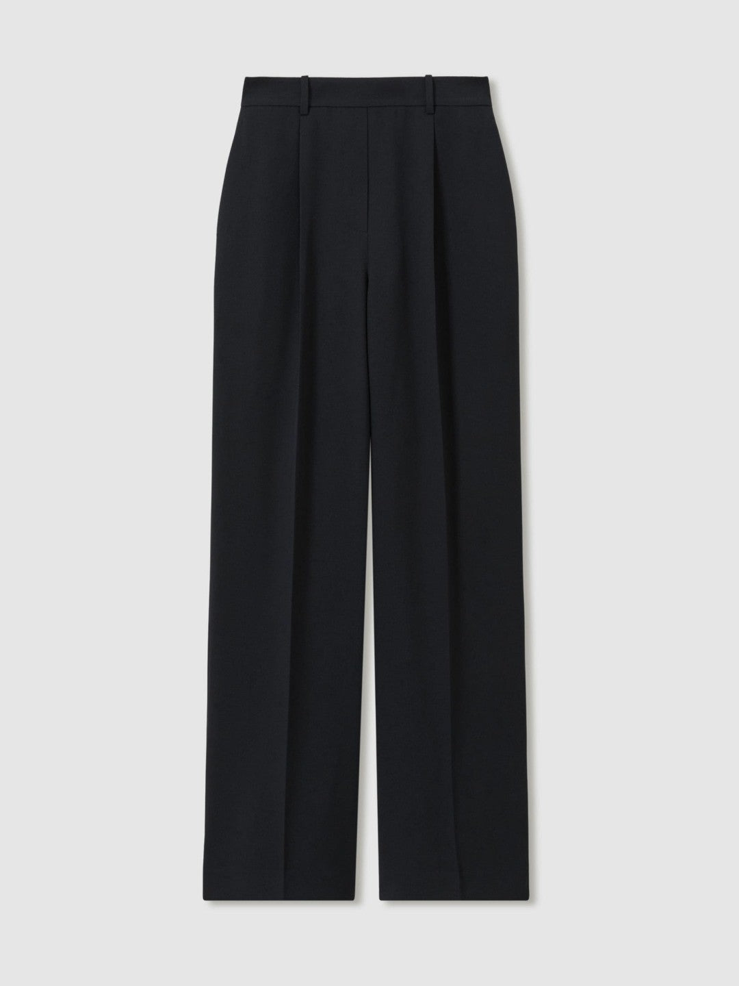 Reiss Petite Elasticated-Waist Wide-Leg Twill Trousers in Navy