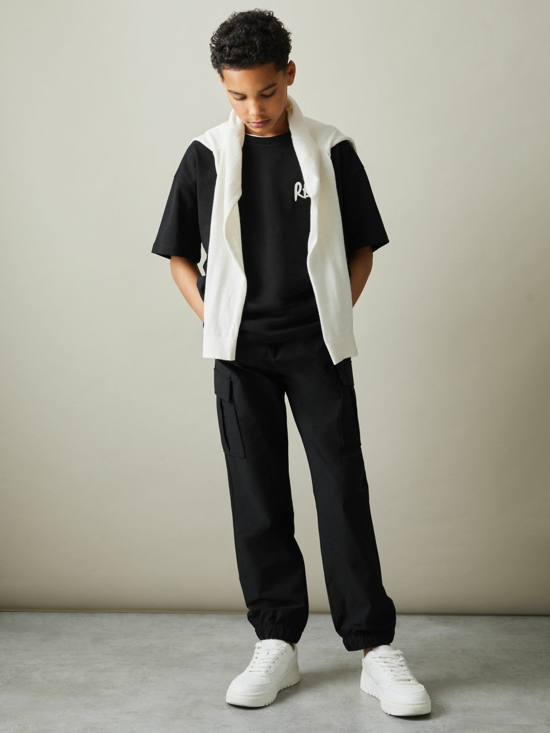 Reiss 3-9 yrs Technical Drawstring Trousers in Black