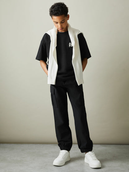 Reiss 3-9 yrs Technical Drawstring Trousers in Black