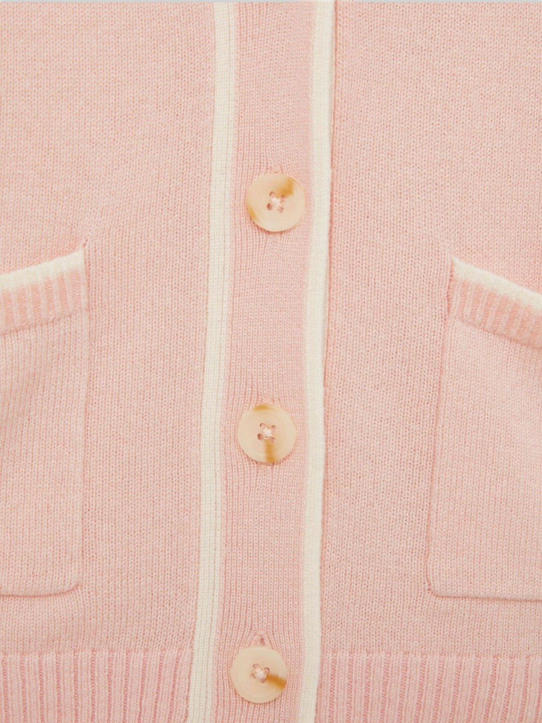 Reiss 4-9 yrs Wool-Blend Stripe-Detail Cardigan With Cashmere in Pink