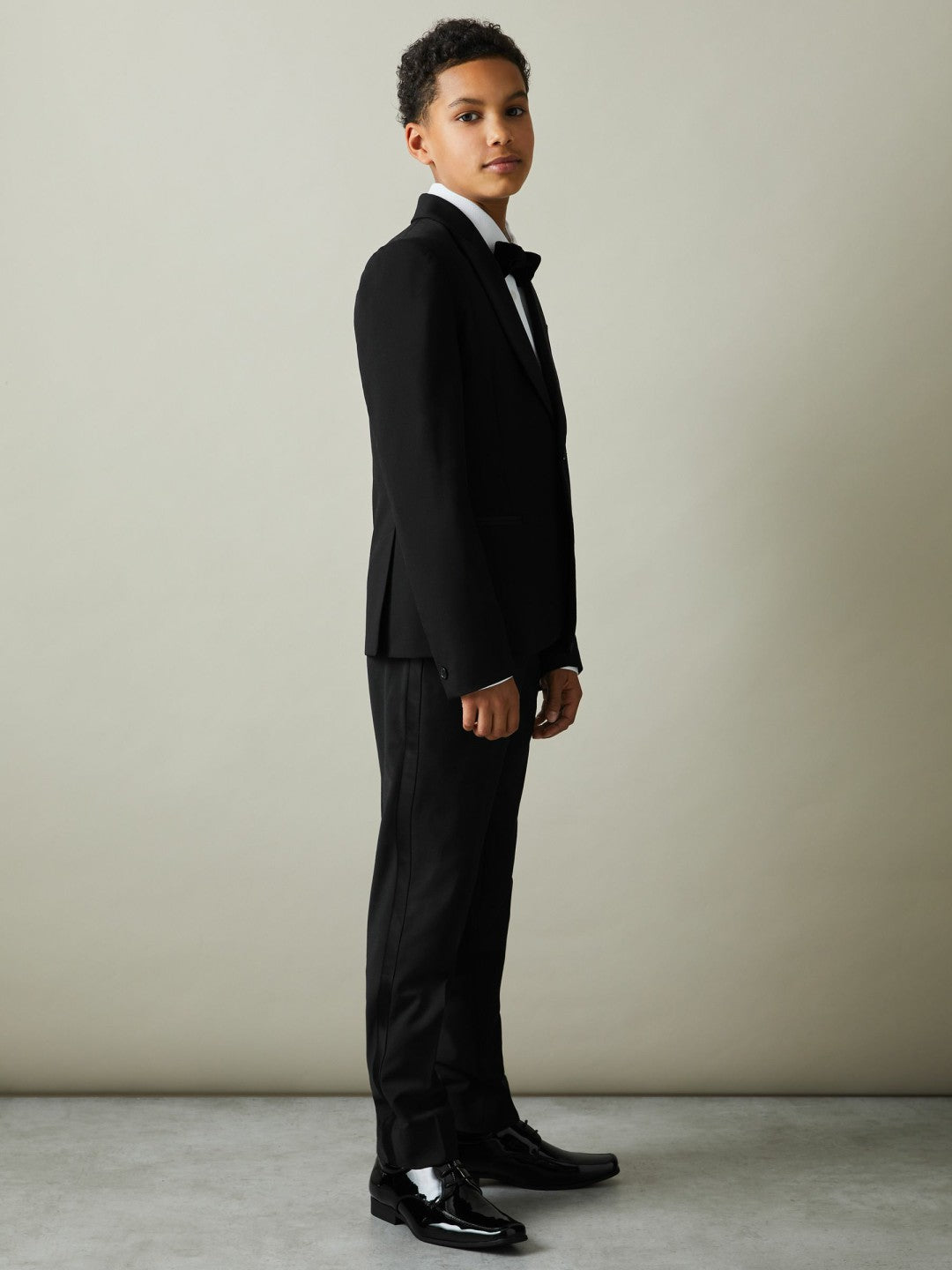 Reiss 9-13 yrs Tuxedo Satin Single Breasted Blazer in Black