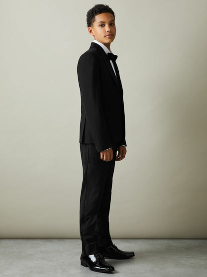 Reiss 9-13 yrs Tuxedo Satin Single Breasted Blazer in Black