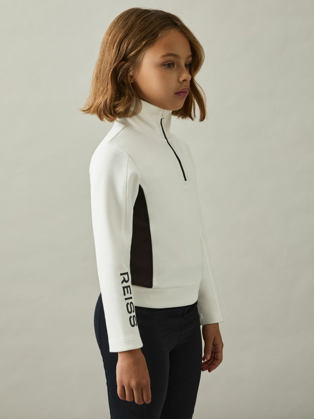 Reiss 13-14 yrs Funnel-Neck Base-Layer Top in White/Black