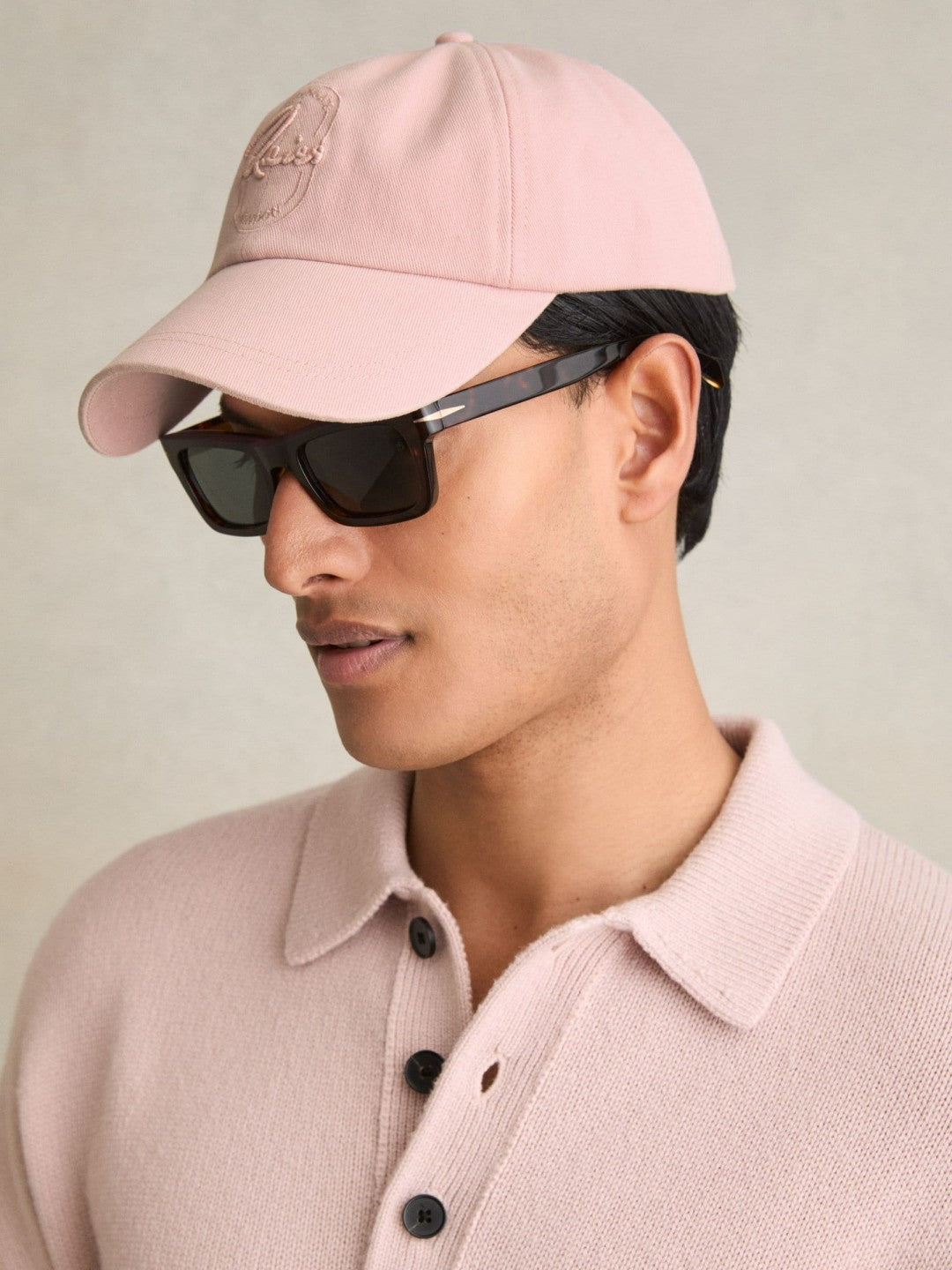Reiss Cotton Logo-Embroidered Baseball Cap in Washed Pink