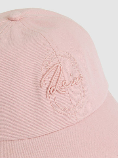 Reiss Cotton Logo-Embroidered Baseball Cap in Washed Pink