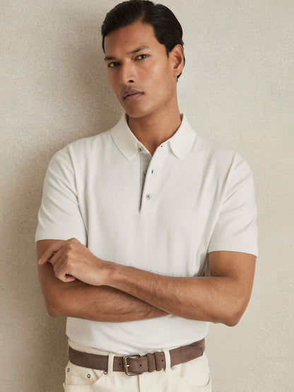 Reiss Contrast-Placket Polo Shirt With Cotton in White