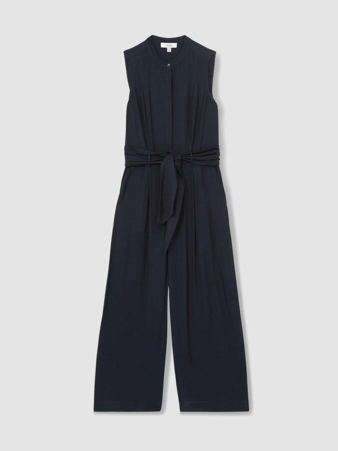 Reiss Wide-Leg Belted Jumpsuit in Navy