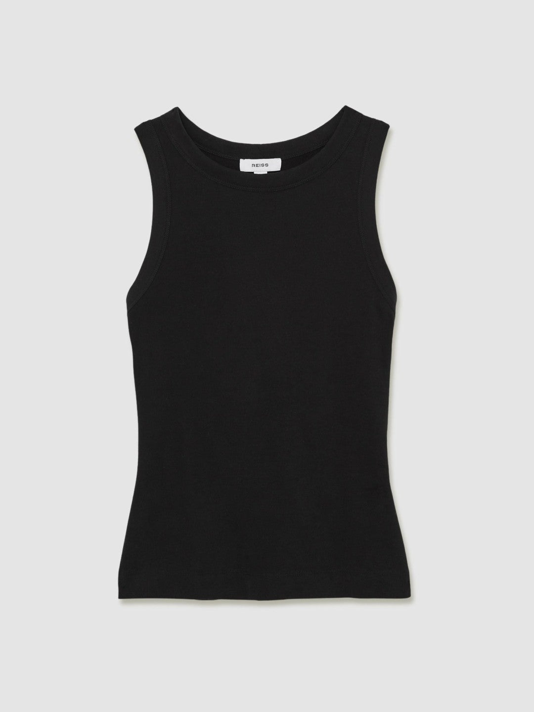 Reiss Stretch-Cotton Racerback Vest in Black