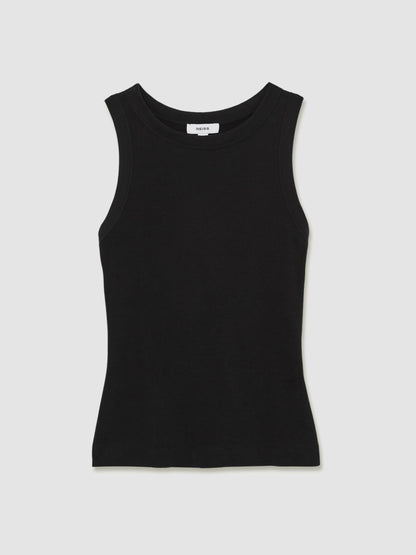 Reiss Stretch-Cotton Racerback Vest in Black