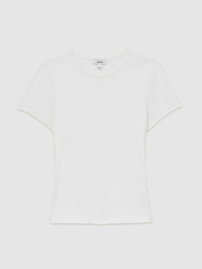 Reiss Stretch-Cotton Crew-Neck T-Shirt in White