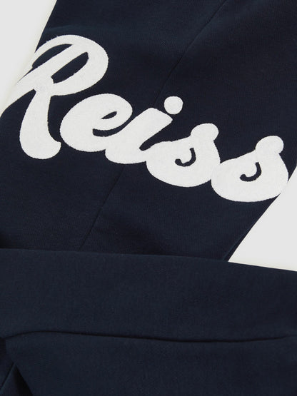 Reiss 9-13 yrs Cotton-Blend Logo Script Joggers in Navy