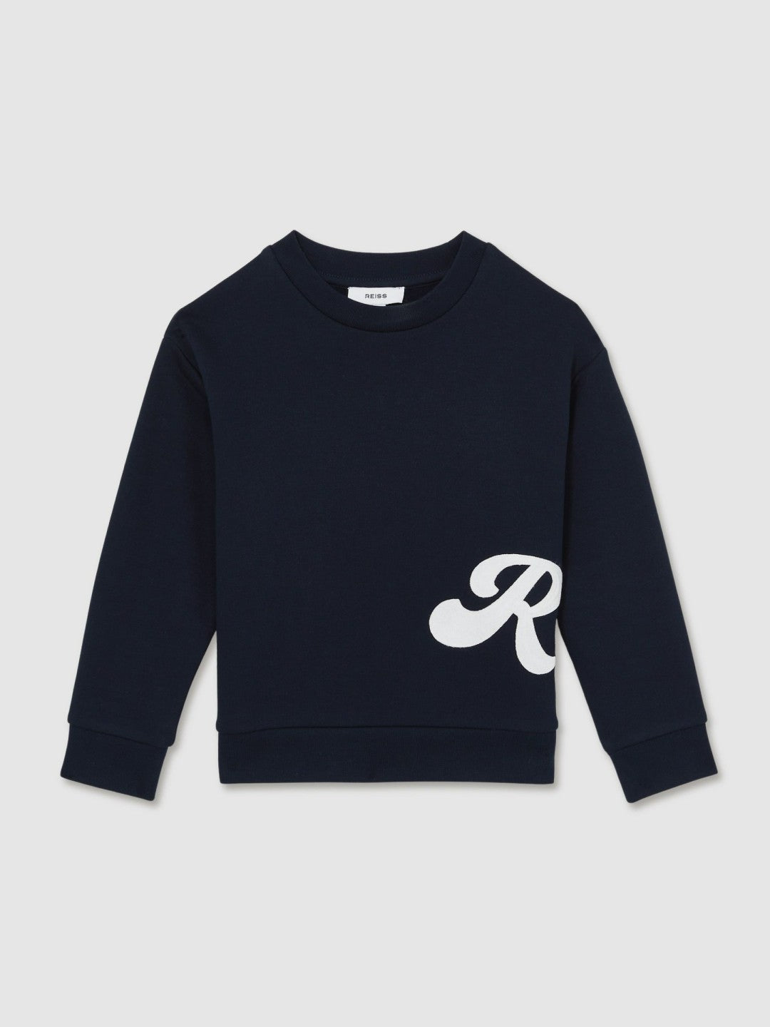 Reiss 9-13 yrs Cotton-Blend Logo Script Sweatshirt in Navy
