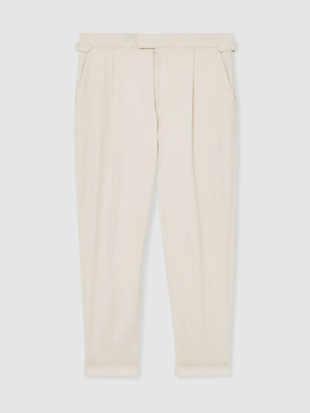 Reiss Cotton-Blend Tapered Trousers in Stone