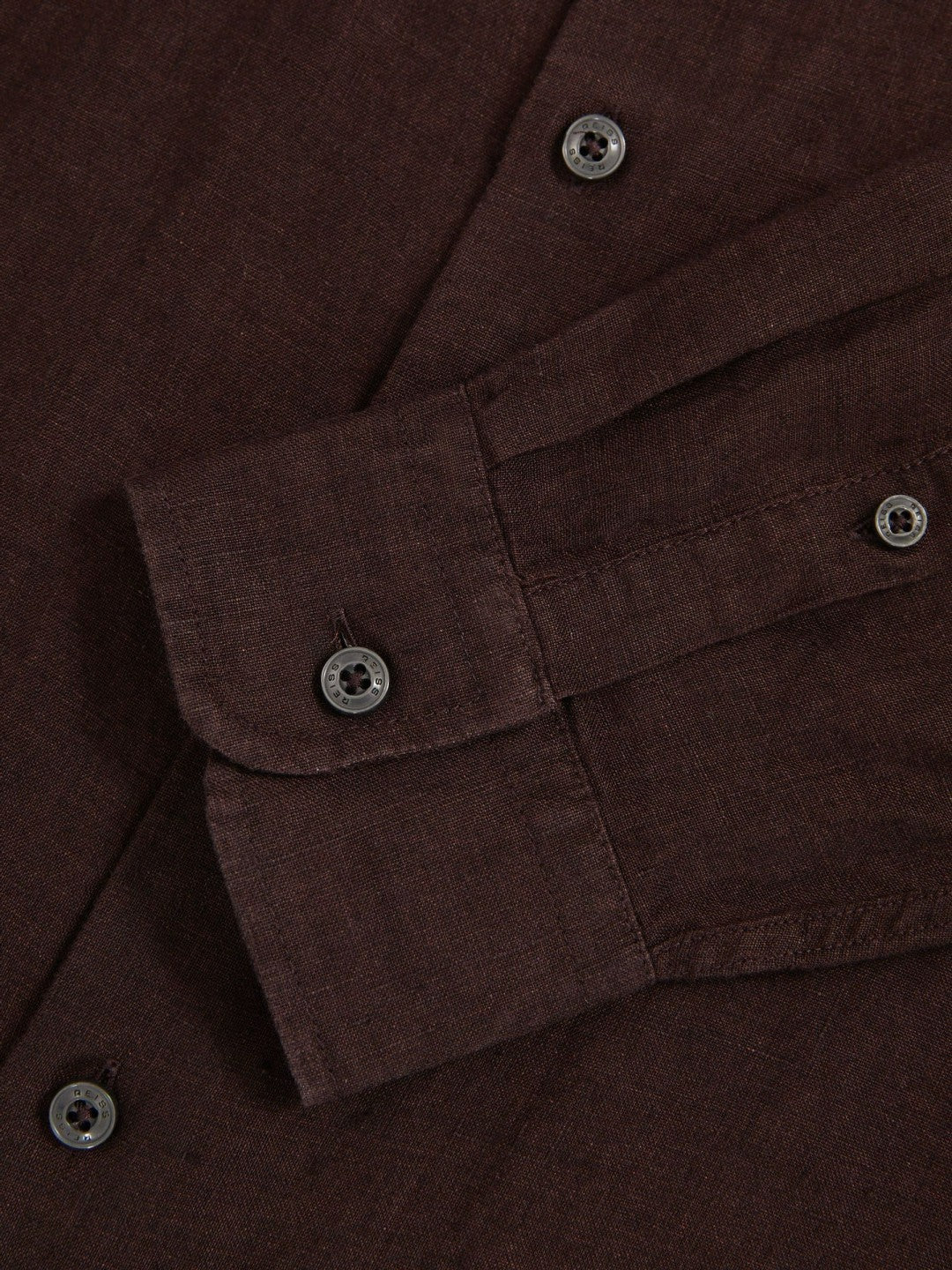 Reiss Linen Button-Through Shirt in Dark Brown