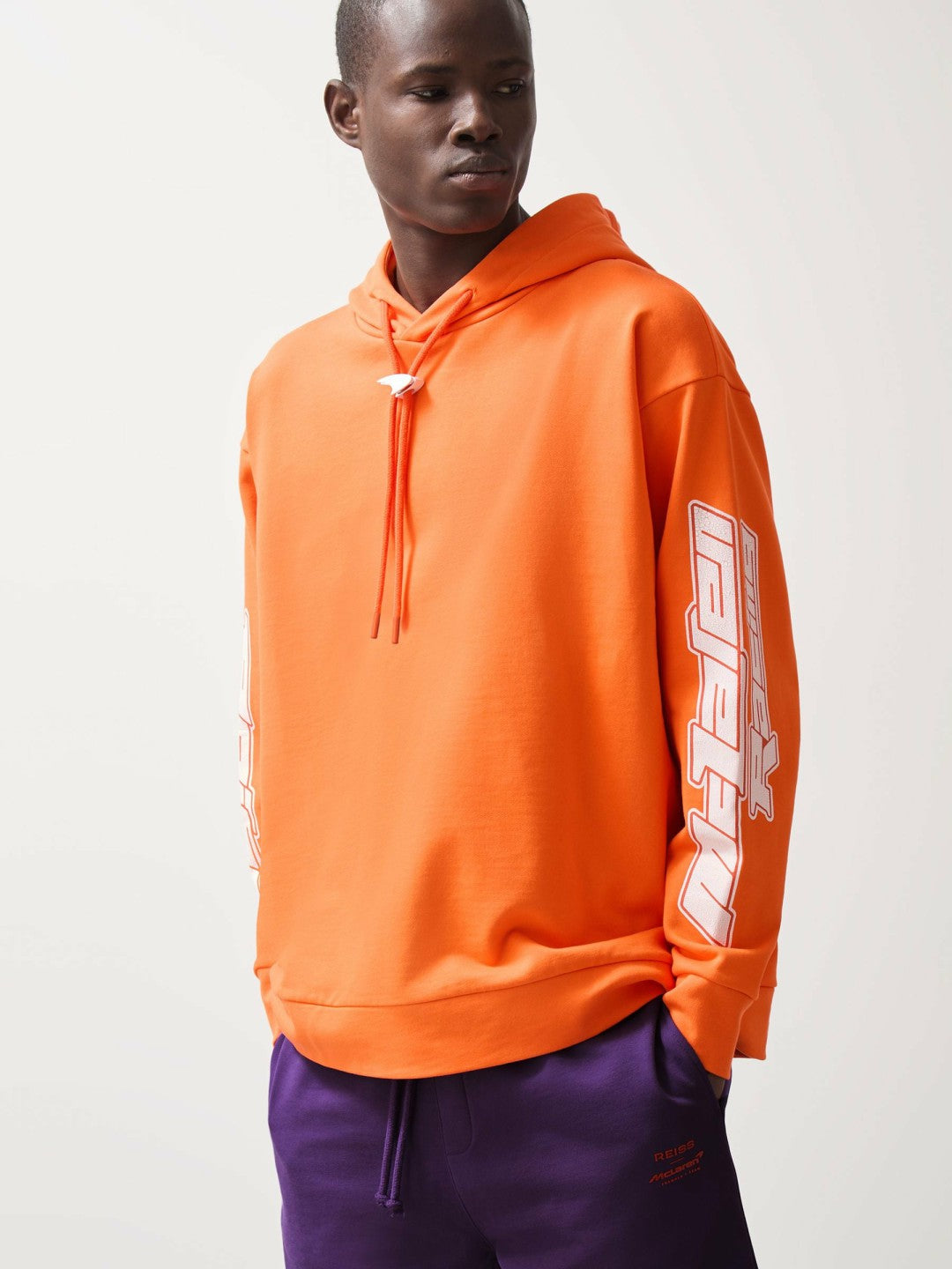 Reiss McLaren F1 Team Oversize Toggle Hoodie Unisex Fit in Papaya Orange