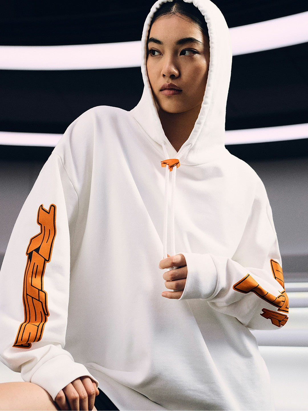 Reiss McLaren F1 Team Oversize Toggle Hoodie Unisex Fit in White