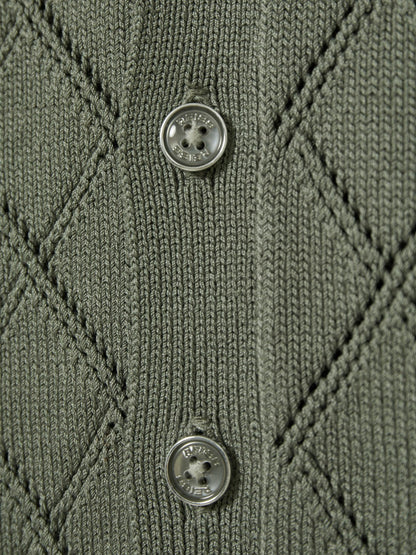 Reiss 3-9 yrs Cotton Blend Diamond Knit Shirt in Dark Sage