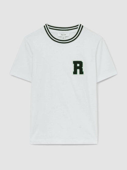 Reiss 3-9 yrs Cotton Letter Patch T-Shirt in White