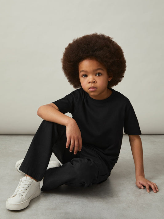 Reiss 3-9 yrs Cotton Crew-Neck T-Shirt in Black