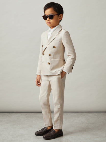 Reiss 3-9 yrs Slim-Fit Trousers With Wool in Stone
