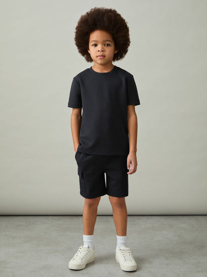 Reiss 9-13 yrs Interlock-Jersey Crew-Neck T-Shirt in Navy