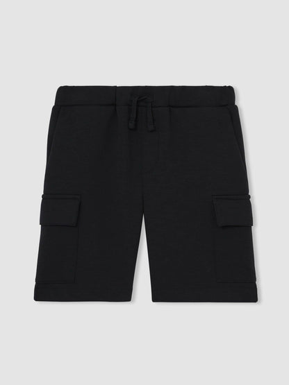 Reiss 9-13 yrs Interlock-Jersey Cargo Shorts in Navy