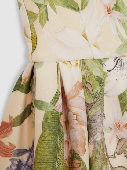 Reiss 4-9 yrs Floral Scuba Sleeveless Dress in Pink Print