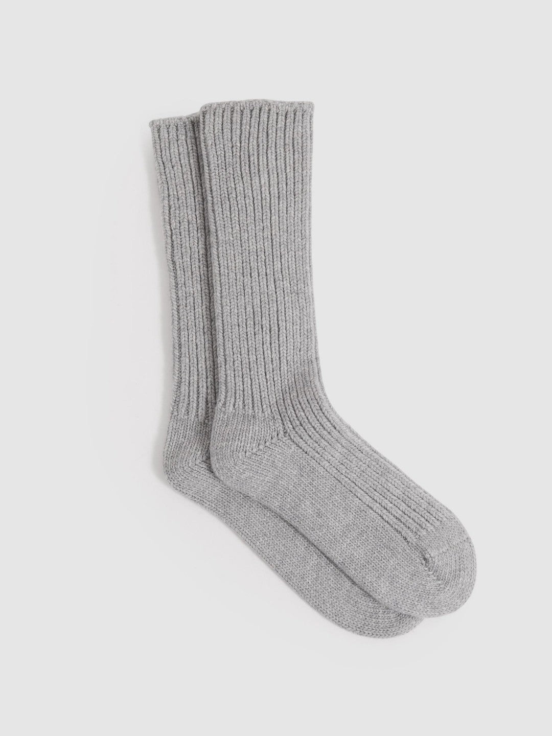 Reiss Rib-Knit Socks With Cashmere in Grey