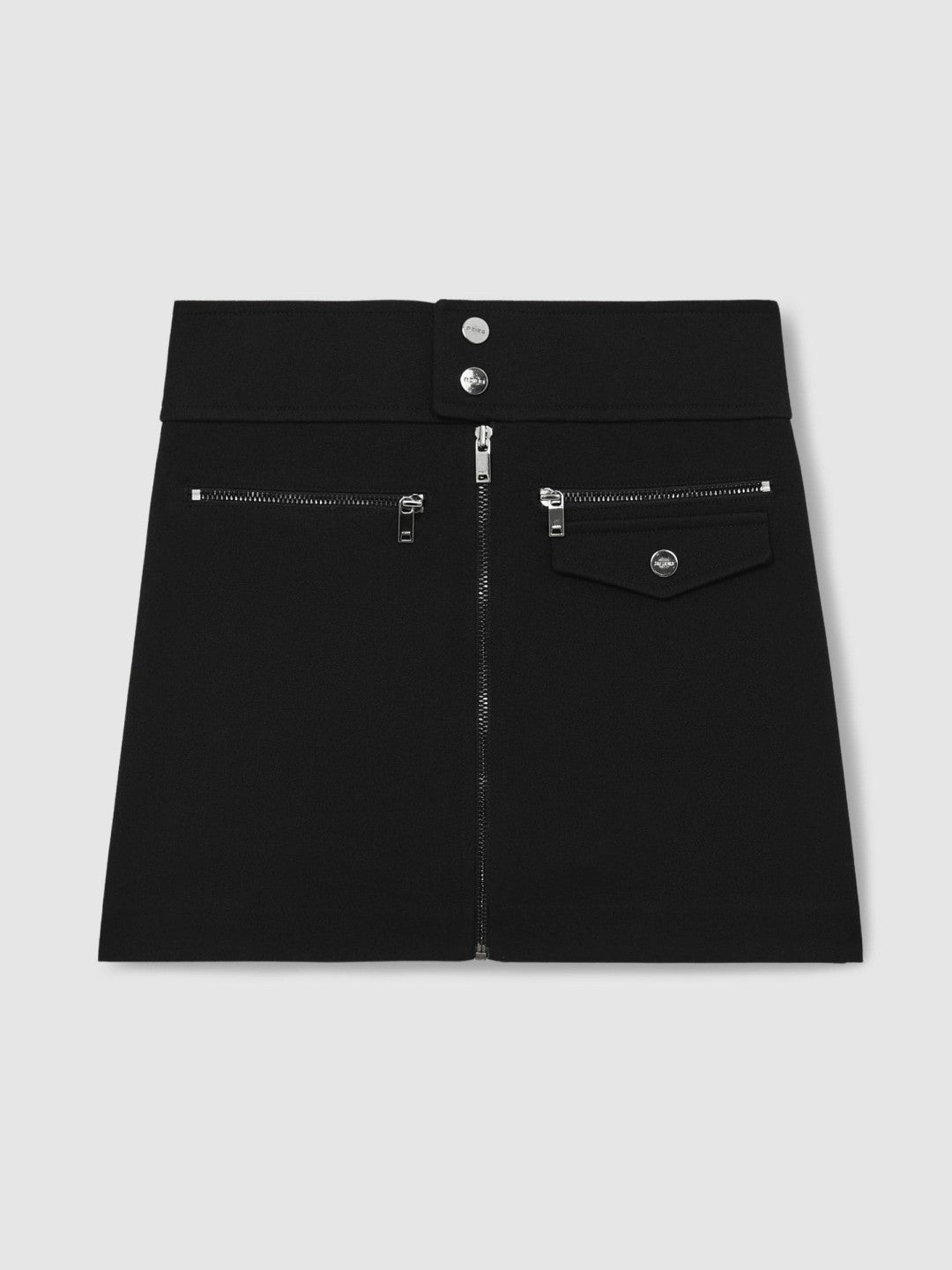 Reiss 13-14 yrs Piqué Zip-Detail Mini Skirt in Black