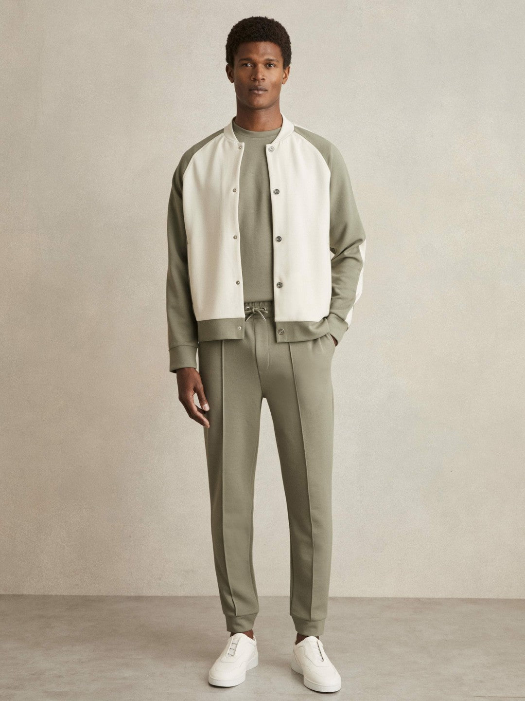 Reiss Drawstring Jersey Joggers in Sage