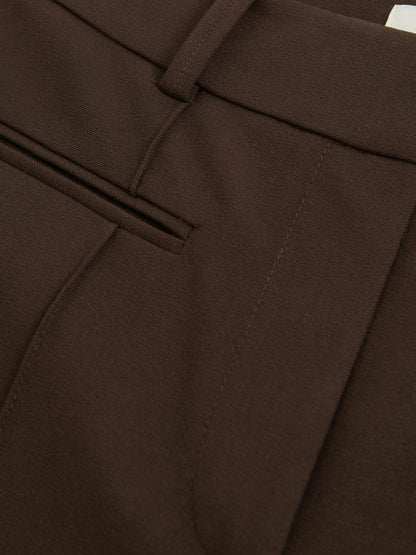 Reiss High Rise Flared Trousers in Chocolate Brown