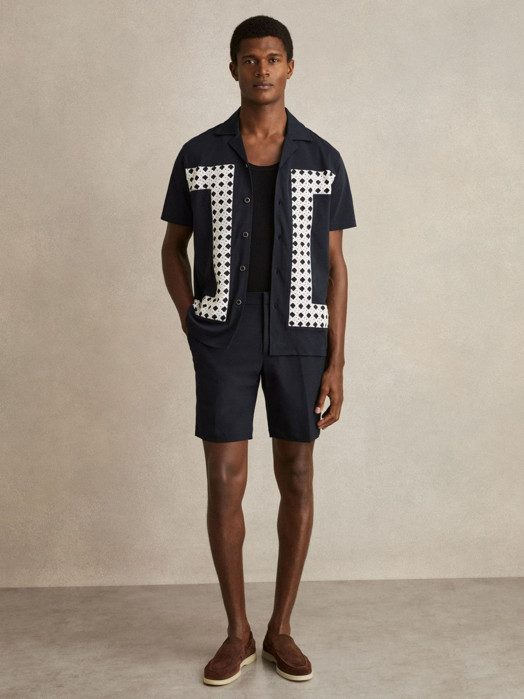 Reiss Drawstring Chino Shorts in Navy