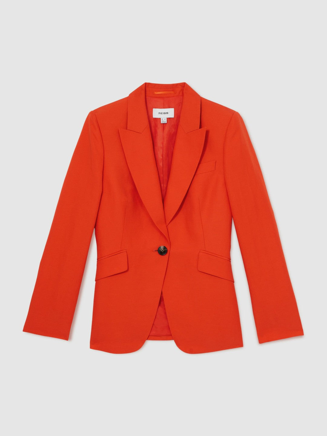 Reiss Single Breasted Suit Jacket With Linen in Orange