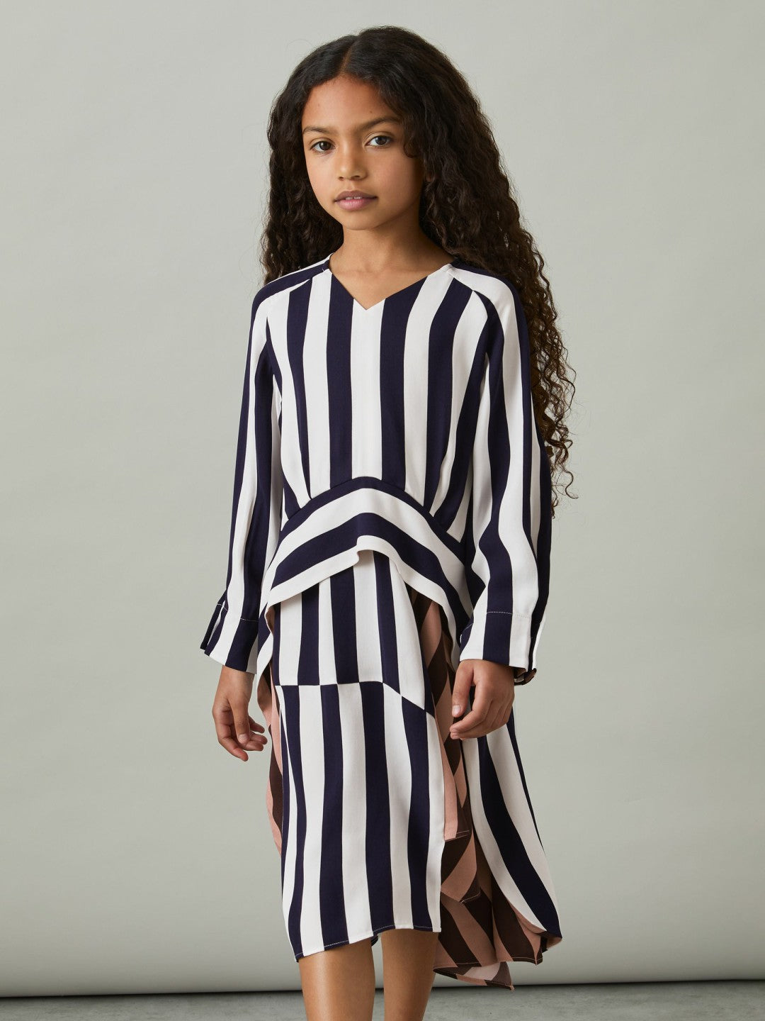 Reiss 4-9 yrs Stripe-Print Handkerchief Dress in Multi