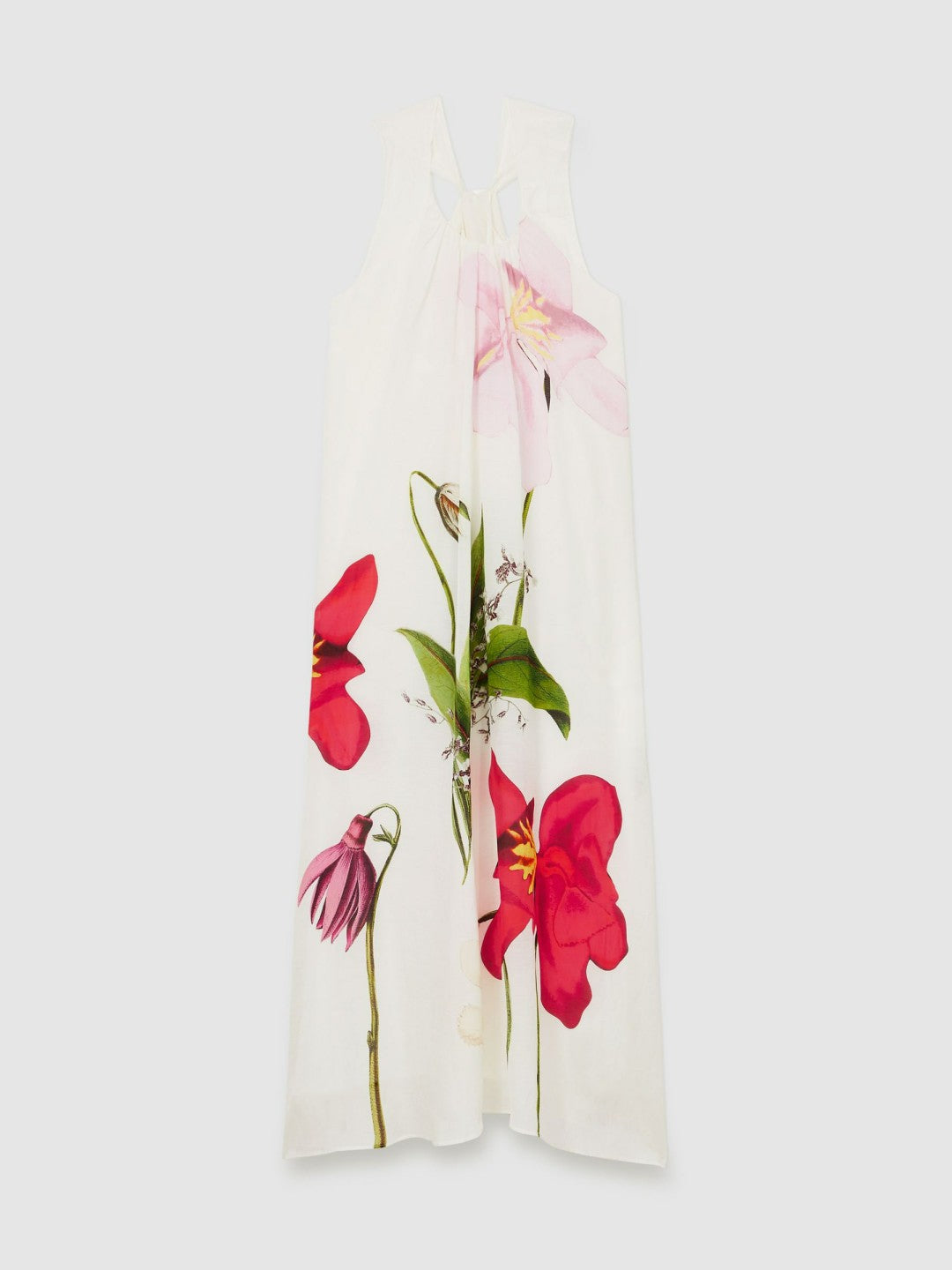 Reiss NYBG Floral Print Maxi Dress With Linen in Ivory
