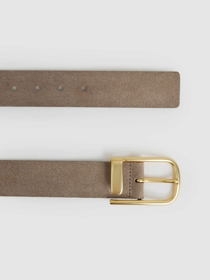 Reiss Leather Half Keeper Belt in Grey