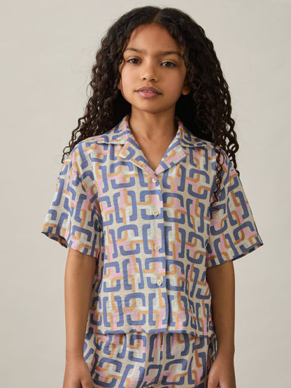 Reiss 4-9 yrs Geometric Chain Print Shirt in Multi
