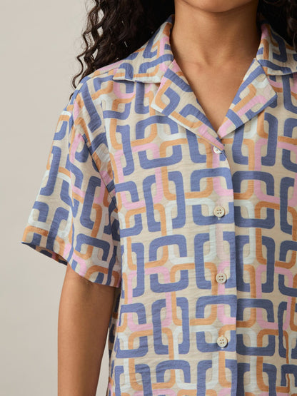 Reiss 4-9 yrs Geometric Chain Print Shirt in Multi