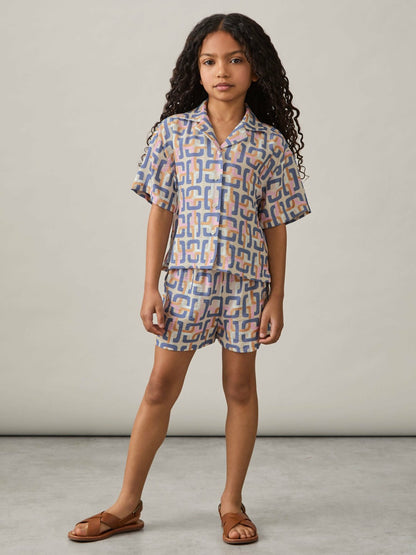 Reiss 9-13 yrs Geometric Chain Print Shorts in Multi