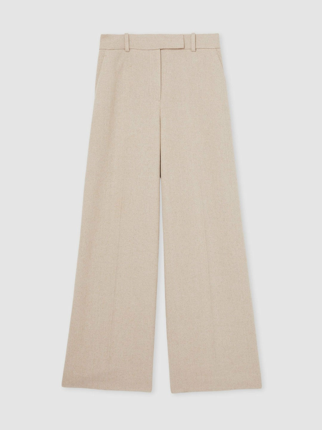 Reiss Linen-Blend Wide-Leg Trousers in Neutral