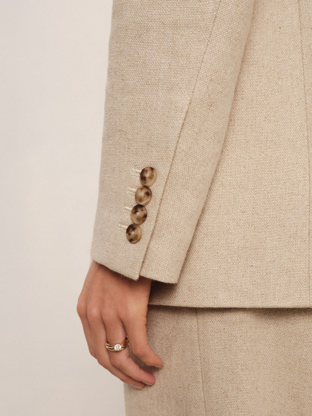 Reiss Linen-Blend Double-Breasted Suit Jacket in Neutral