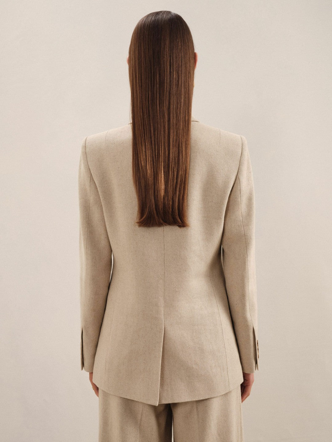Reiss Linen-Blend Double-Breasted Suit Jacket in Neutral