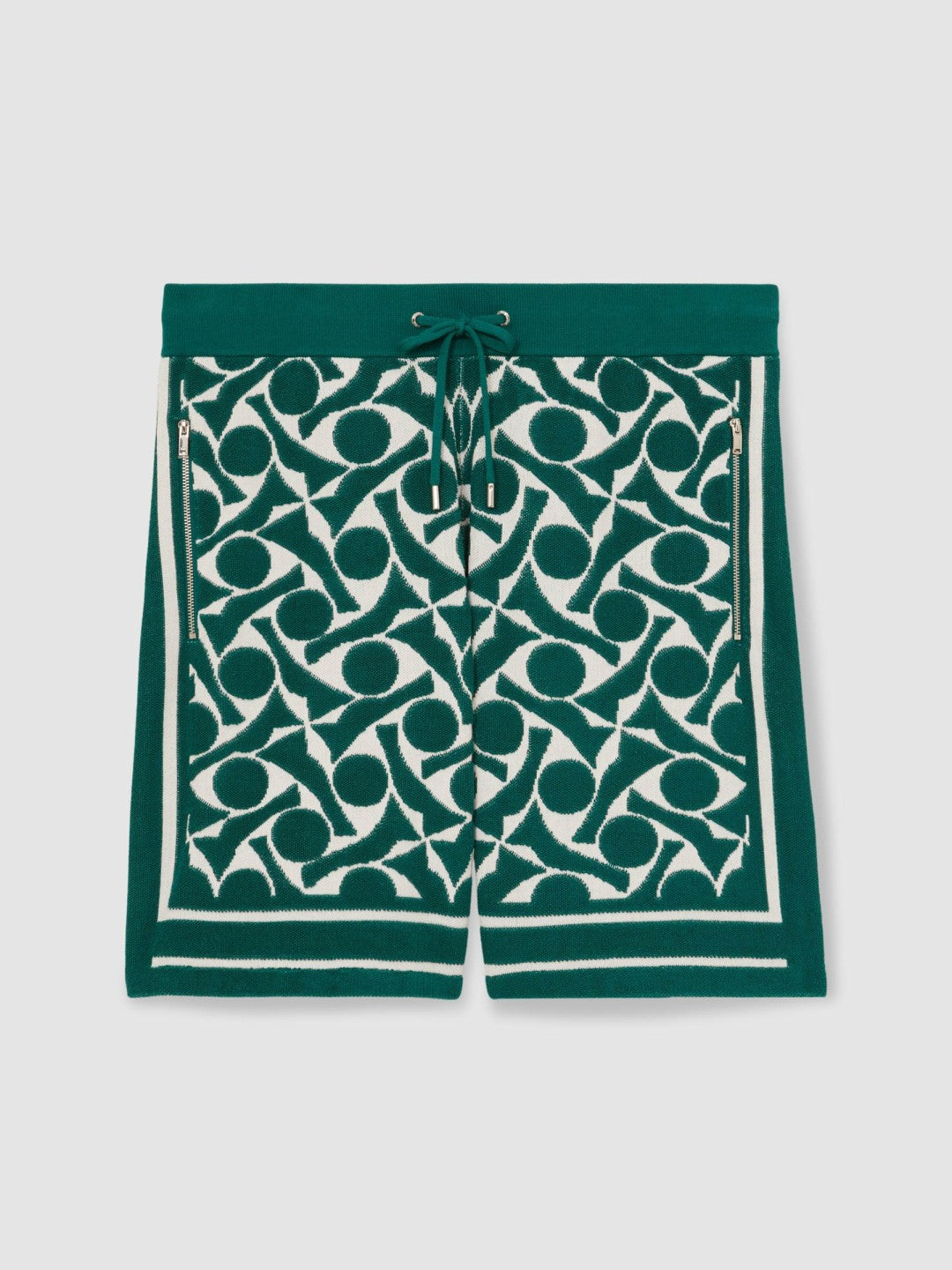 Reiss Abstract-Pattern Towelling Shorts in Green/White