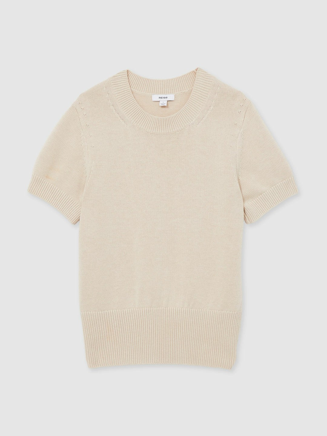 Reiss Cotton And Wool Crew-Neck Top in Neutral