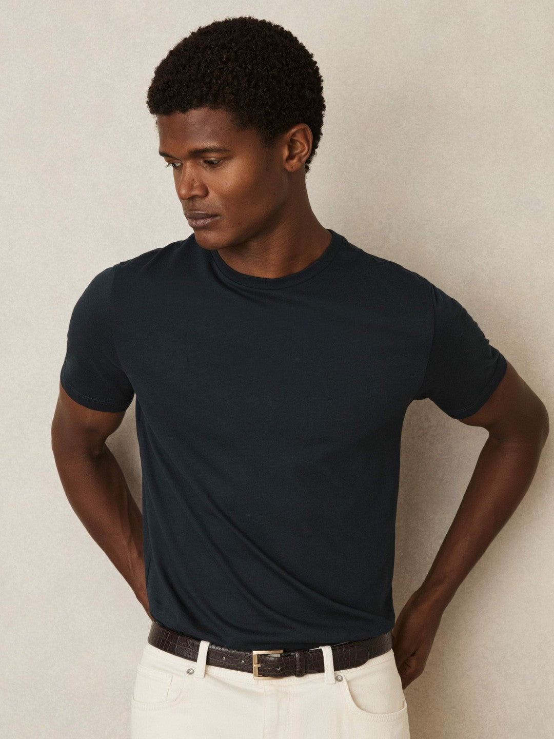 Reiss Cotton-Jersey Crew-Neck T-shirts 3 Pack in Navy